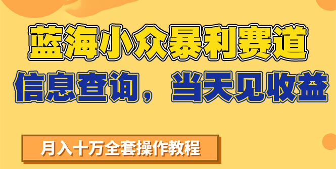 蓝海小众暴利赛道，信息查询，当天见收益，不讲玄学，7天搞了2万+ - 副业联盟-副业联盟