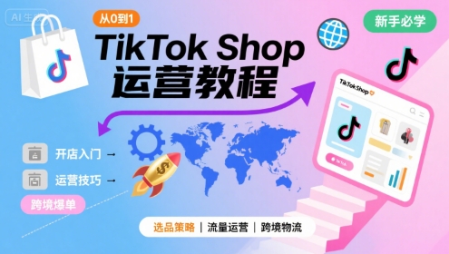 TikTok Shop从0到1运营教程，TikTok跨境电商新手必学课程 - 副业联盟-副业联盟