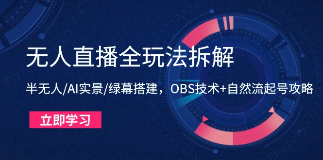 无人直播全玩法拆解：半无人/AI实景/绿幕搭建，OBS技术+自然流起号攻略 - 副业联盟-副业联盟