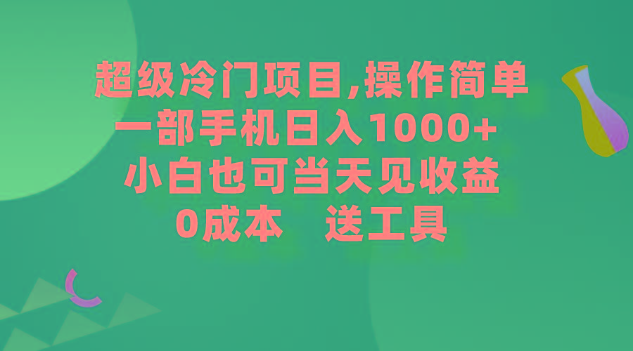 (9291期)超级冷门项目,操作简单，一部手机轻松日入1000+，小白也可当天看见收益 - 副业联盟-副业联盟