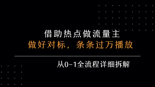 借力热点，乘顺风车玩流量主，条条过万播放， 每月收益5k+，从0-1全流程详细拆解 - 副业联盟-副业联盟
