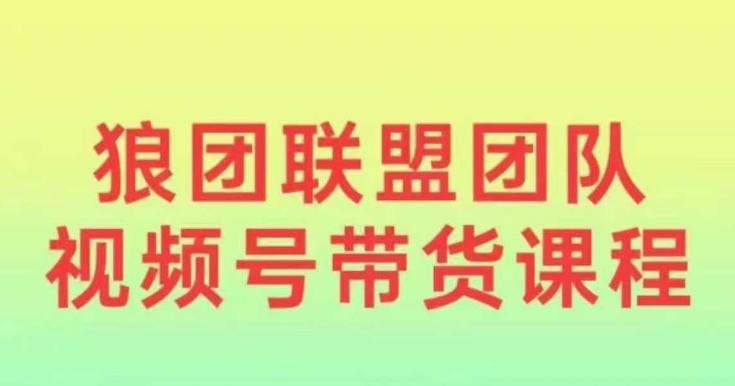 狼团联盟2024视频号带货，0基础小白快速入局视频号 - 副业联盟-副业联盟