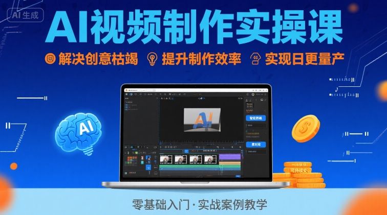 Ai视频制作实操课，解决创意枯竭、效率低下痛点，实现日更量产可持续变现 - 副业联盟-副业联盟