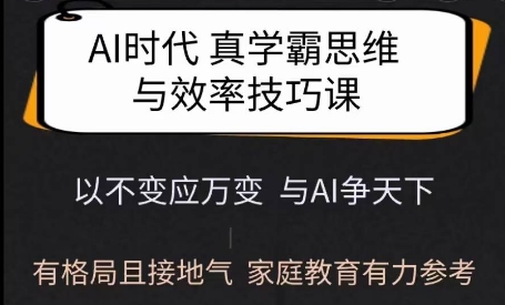 Ai时代真学霸思维与学习方法课，有格局且接地气，家庭教育有力参考 - 副业联盟-副业联盟