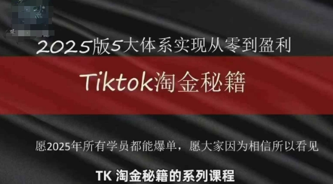 TikTok跨境2025淘金秘籍，​2025TikTok从0到盈利变现 - 副业联盟-副业联盟