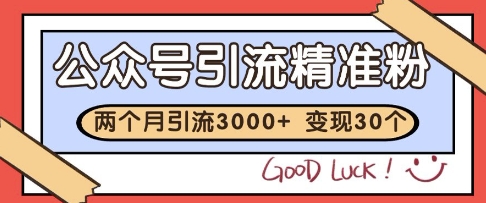 公众号精准粉引流玩法，2个月3000+精准粉，变现30个W【揭秘】 - 副业联盟-副业联盟