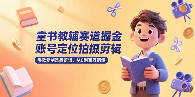 童书教辅赛道掘金，账号定位拍摄剪辑，爆款复制选品逻辑，从0到百万销量 - 副业联盟-副业联盟