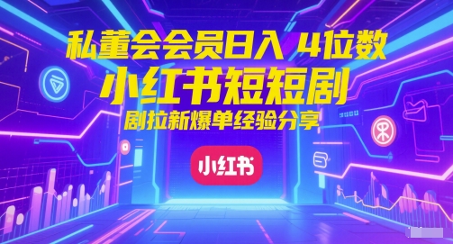 私董会会员日入4位数小红书红果短剧拉新爆单经验分享 - 副业联盟-副业联盟