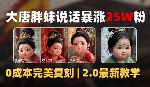 AI大唐胖贵妃说话2.0，40条视频暴涨40w粉，附独家变现攻略 - 副业联盟-副业联盟