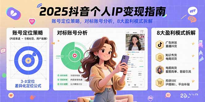 2025抖音个人IP变现指南，账号定位策略，对标账号分析，8大盈利模式拆解 - 副业联盟-副业联盟