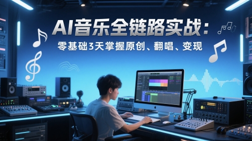 AI音乐全链路实战变现课：零基础3天掌握原创、翻唱、变现 - 副业联盟-副业联盟