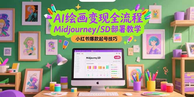 AI绘画变现全流程，Midjourney/SD部署教学，小红书爆款起号技巧 - 副业联盟-副业联盟