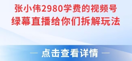 张小伟2980付费额视频号绿幕直播给你们拆解玩法 - 副业联盟-副业联盟