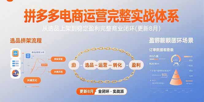 拼多多电商运营完整实战体系，从选品上架到稳定盈利完整商业闭环(更新8月 - 副业联盟-副业联盟