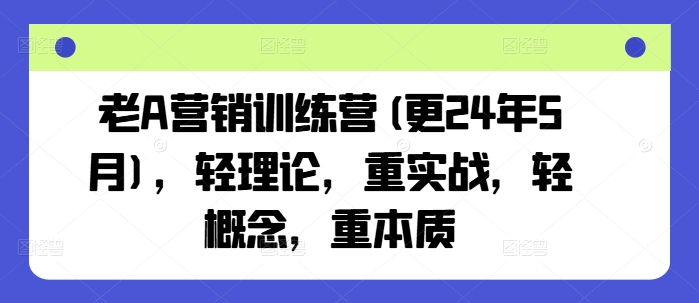老A营销训练营(更25年1月)，轻理论，重实战，轻概念，重本质 - 副业联盟-副业联盟