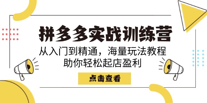 拼多多实战训练营，从入门到精通，海量玩法教程，助你轻松起店盈利 - 副业联盟-副业联盟