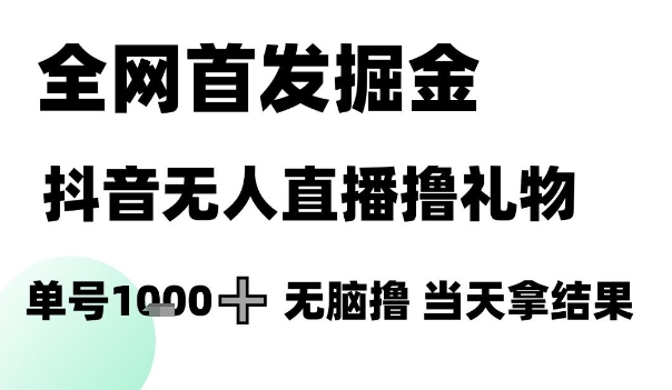 全网首发掘金抖音无人直播撸礼物，单号1k +无脑撸，当天拿结果【揭秘】 - 副业联盟-副业联盟