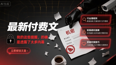 最新付费文：我的这些提醒，的确是透露了太多内幕 - 副业联盟-副业联盟