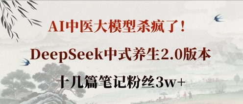 AI中医大模型杀疯了！DeepSeek中式养生2.0版本，十几篇笔记粉丝3w+ - 副业联盟-副业联盟