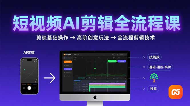 短视频AI剪辑技能，从剪映基础操作到高阶创意玩法，全流程剪辑技术 - 副业联盟-副业联盟