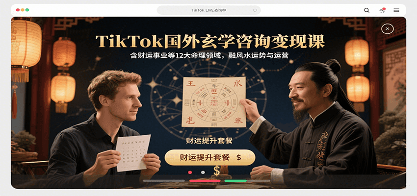 TikTok国外玄学咨询变现课，含财运事业等12大命理领域，融风水运势与运营 - 副业联盟-副业联盟