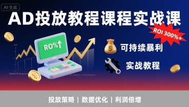 AD投放教程课程实战课，实现广告ROI300%+可持续暴利 - 副业联盟-副业联盟