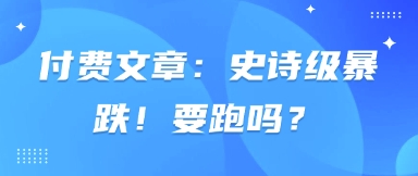 付费文章：史诗级暴跌！要跑吗？ - 副业联盟-副业联盟