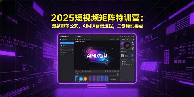 2025短视频矩阵特训营：爆款脚本公式，AIMIX智剪流程，二创原创要点 - 副业联盟-副业联盟