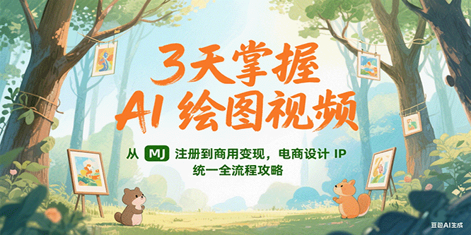 3天掌握AI绘图视频，从MJ 注册到商用变现，电商设计IP统一全流程攻略 - 副业联盟-副业联盟