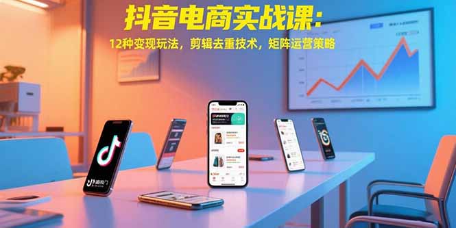 抖音电商实战课：12种变现玩法，剪辑去重技术，矩阵运营策略 - 副业联盟-副业联盟