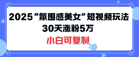 不露脸也能火！2025“氛围感美女”短视频玩法，30天涨粉5W小白可复制 - 副业联盟-副业联盟