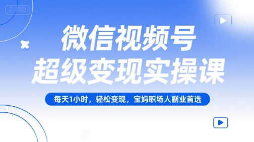 微信视频号超级变现实操课，每天1小时，轻松变现，宝妈职场人副业首选 - 副业联盟-副业联盟