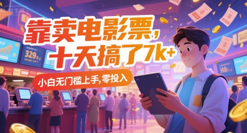 靠卖电影票，十天搞了7k+，小白无门槛上手，零投入【揭秘】 - 副业联盟-副业联盟