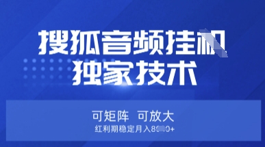 【搜狐音频挂G】独家技术，可矩阵可放大，红利期稳定月入8k【揭秘】 - 副业联盟-副业联盟