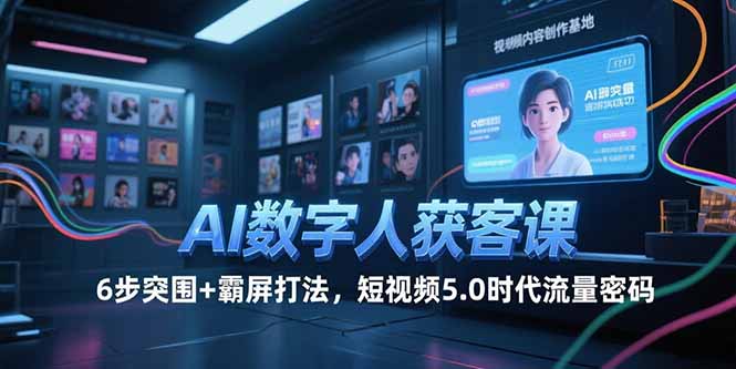 AI数字人获客课，6步突围+霸屏打法，短视频5.0时代流量密码 - 副业联盟-副业联盟