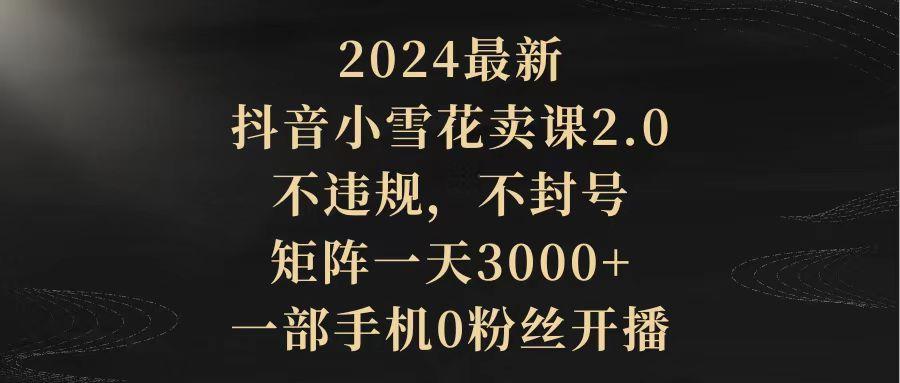(9639期)2024最新抖音小雪花卖课2.0 不违规 不封号 矩阵一天3000+一部手机0粉丝开播 - 副业联盟-副业联盟
