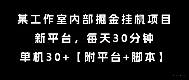 某工作室内部掘金挂G项目，新平台，每天30分钟，单机30+【揭秘】 - 副业联盟-副业联盟