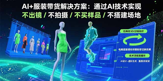 AI+服装带货解决方案：通过AI技术实现 不出镜/不拍摄/不买样品/不搭建场地 - 副业联盟-副业联盟