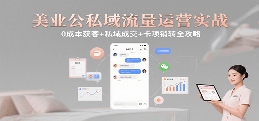 美业公私域流量运营实战：0成本获客+私域成交+卡项销转全攻略 - 副业联盟-副业联盟
