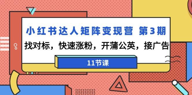 小红书达人矩阵变现营 第3期，找对标，快速涨粉，开蒲公英，接广告-11节课 - 副业联盟-副业联盟