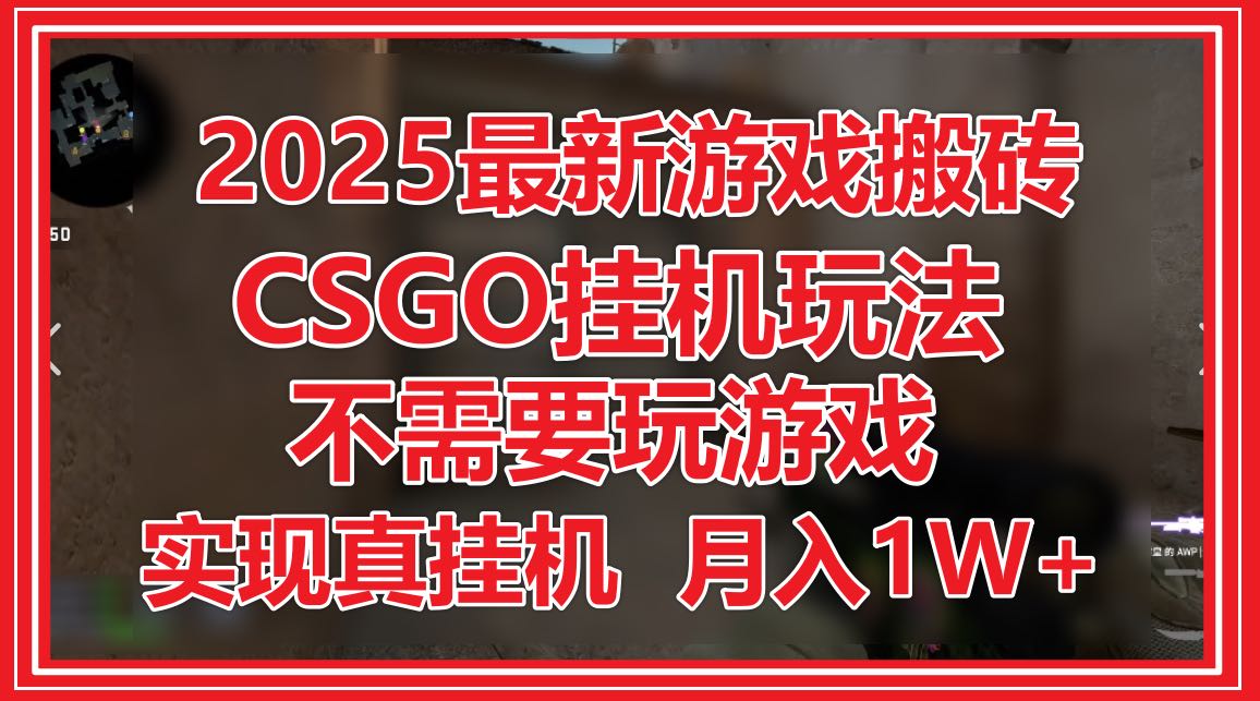 2025最新游戏搬砖，CSGO挂机，不需要玩游戏，实现真挂机，月入1W+ - 副业联盟-副业联盟