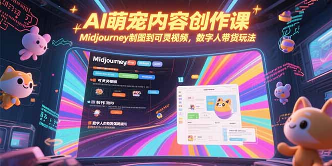 AI萌宠内容创作课，Midjourney制图到可灵视频，数字人带货玩法 - 副业联盟-副业联盟
