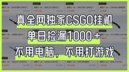 真全网独家CSGO挂G，单日捡漏1k+【揭秘】 - 副业联盟-副业联盟