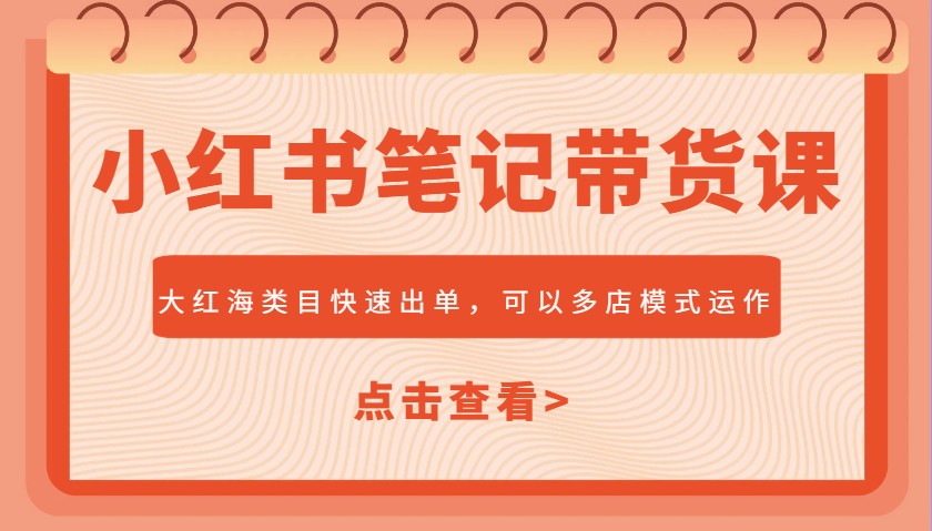 小红书笔记带货课，大红海类目快速出单，市场大，可以多店模式运作(更新) - 副业联盟-副业联盟