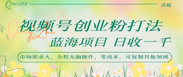 视频号创业粉打法，日入1k，蓝海项目，市场需求大，全程无脑操作，可复制 - 副业联盟-副业联盟