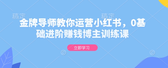金牌导师教你运营小红书，0基础进阶赚钱博主训练课 - 副业联盟-副业联盟