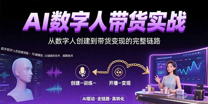 AI数字人+带货实战：从数字人创建到带货变现的完整链路 - 副业联盟-副业联盟