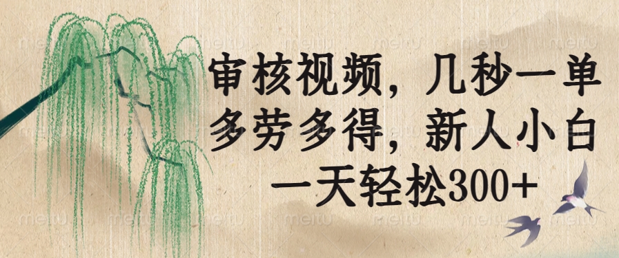 审核视频，几秒一单，多劳多得，新人小白一天轻松300+ - 副业联盟-副业联盟