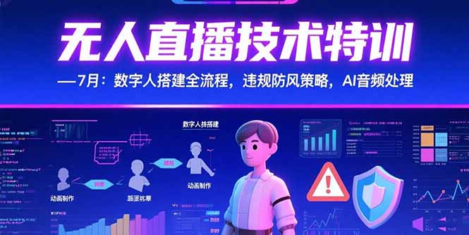 无人直播技术特训-7月：数字人搭建全流程，违规防风策略，AI音频处理 - 副业联盟-副业联盟