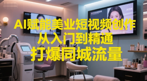 AI赋能美业短视频创作，从入门到精通，打爆同城流量，超级AI工具短视频实操落地 - 副业联盟-副业联盟